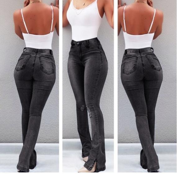 THE SCULPTOR FLARE Split-Hem High-Rise Denim