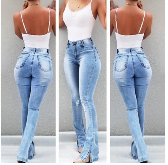 THE SCULPTOR FLARE Split-Hem High-Rise Denim