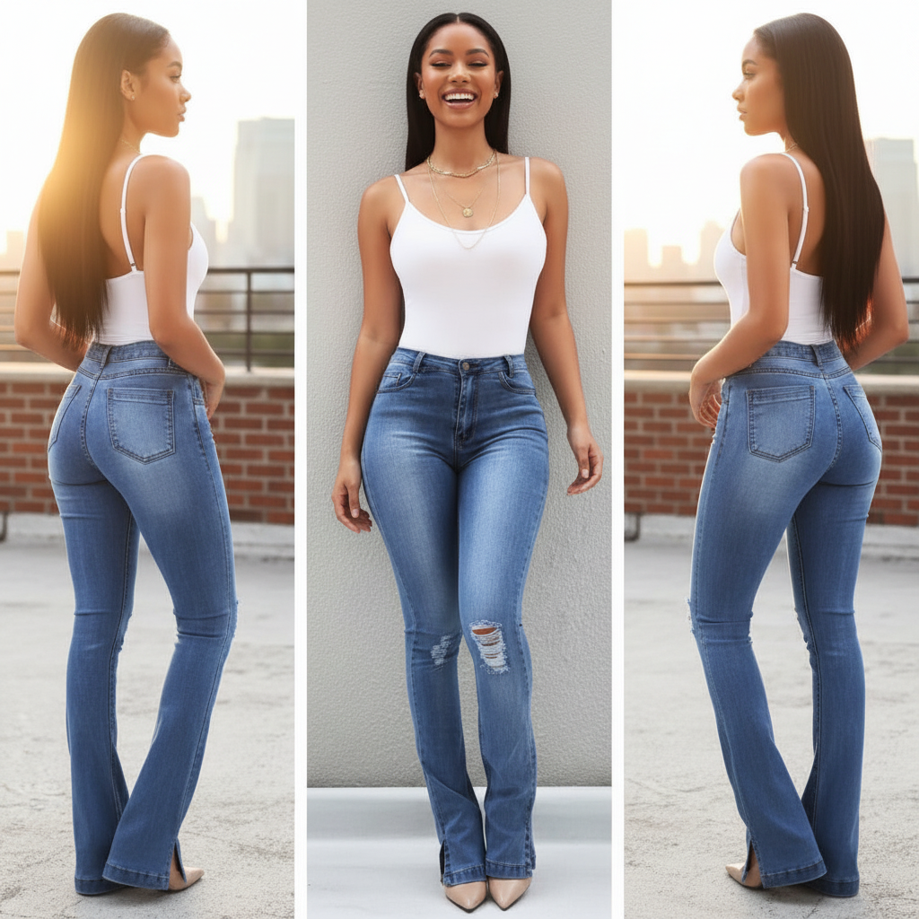 THE SCULPTOR FLARE Split-Hem High-Rise Denim